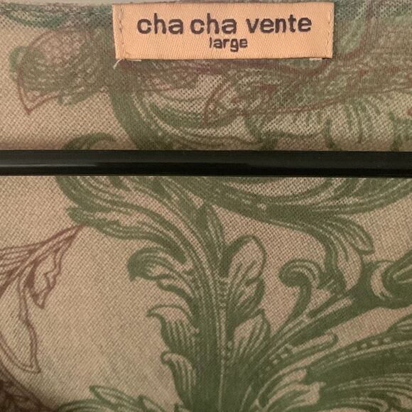 Pre Owned Womens Cha Cha Vente Blouse Green Floral Hippie Vibe Casual - Picture 8 of 10